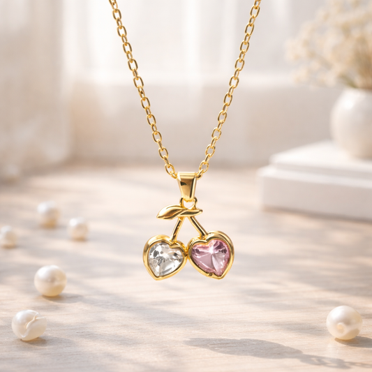 Twin Heart Cherry Necklace
