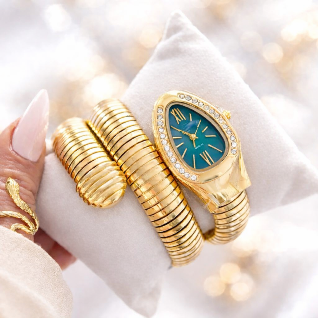 Gold Spiral Cuff Watch