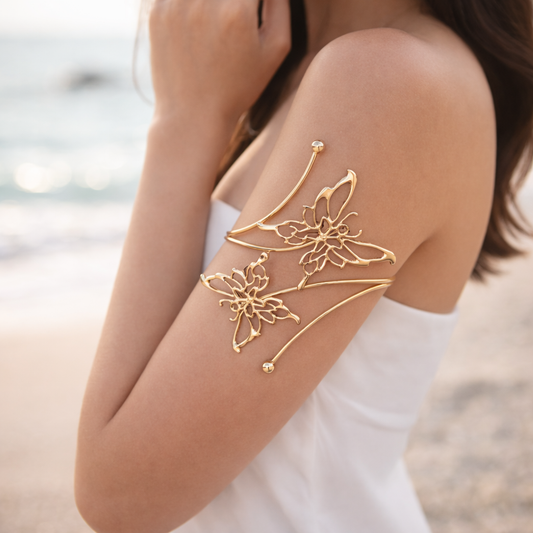 Dual Butterfly Gold Arm Cuff