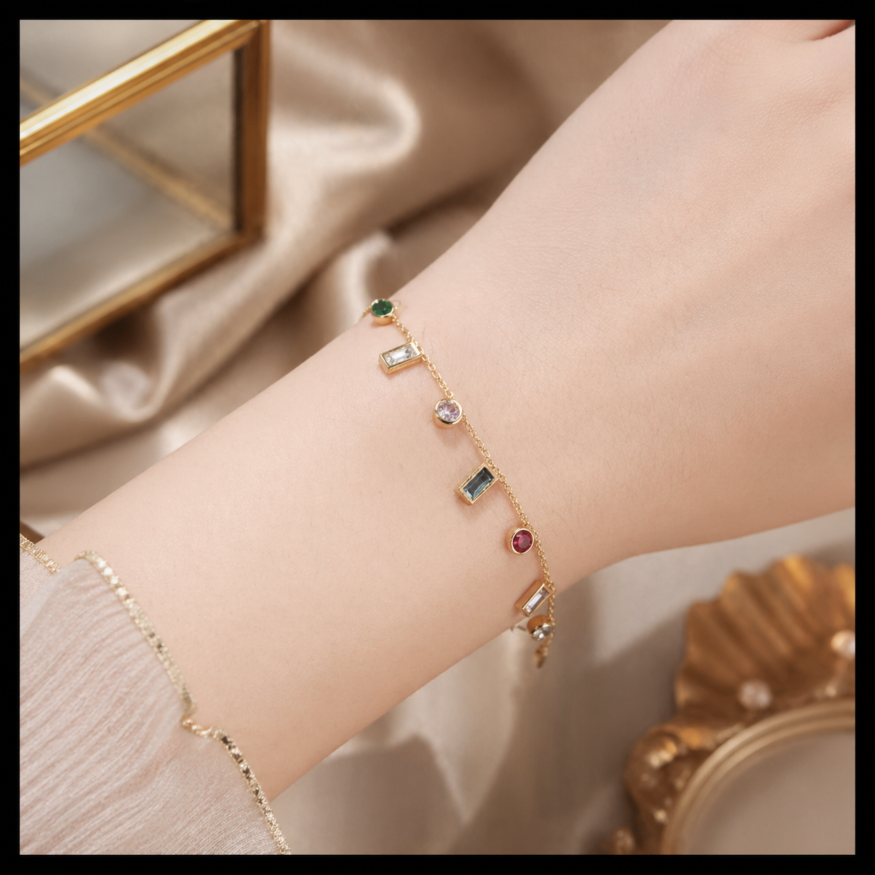 Multi-Gemstone Charm Bracelet