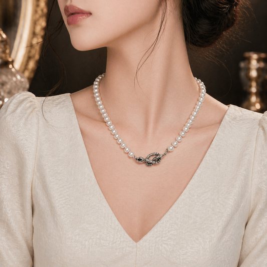 Serpent Knot Pearl Necklace