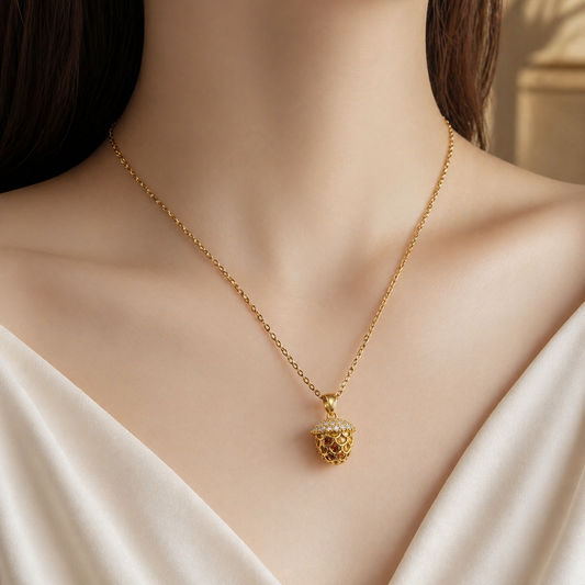 Acorn Pendant Gold Necklace