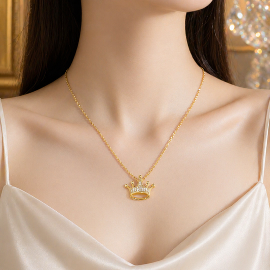 Golden Crown Pendant Necklace