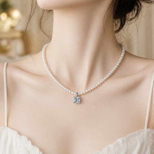 Classic Pearl Charm Necklace