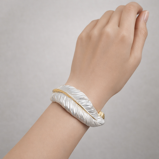 White Feather Gold Bracelet