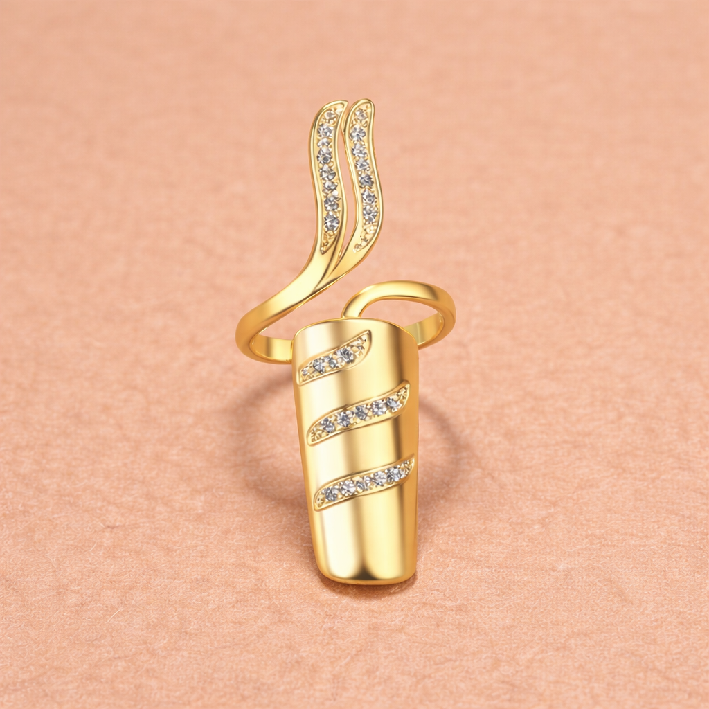 Gold Zircon Nail Ring