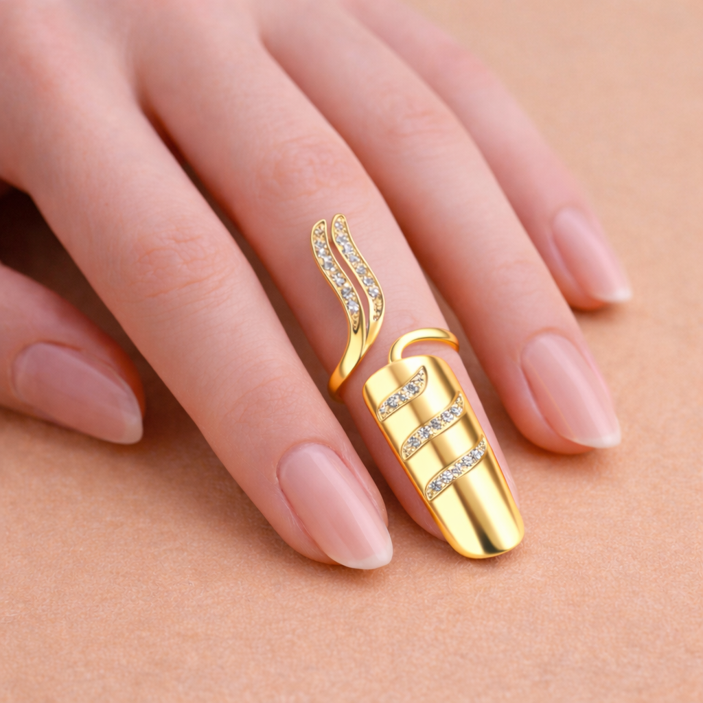 Gold Zircon Nail Ring