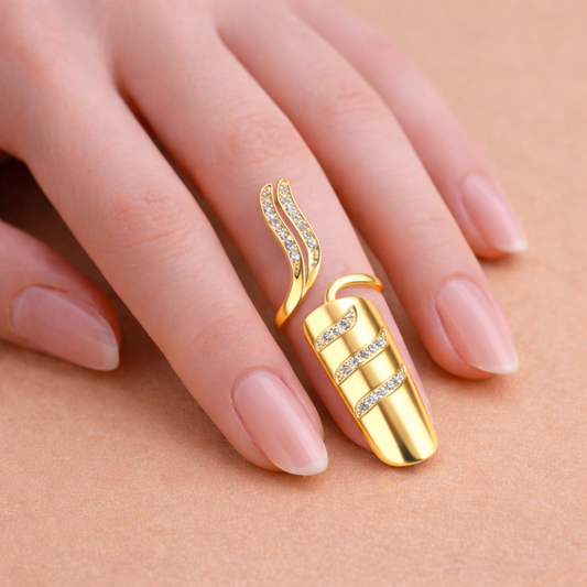Gold Zircon Nail Ring