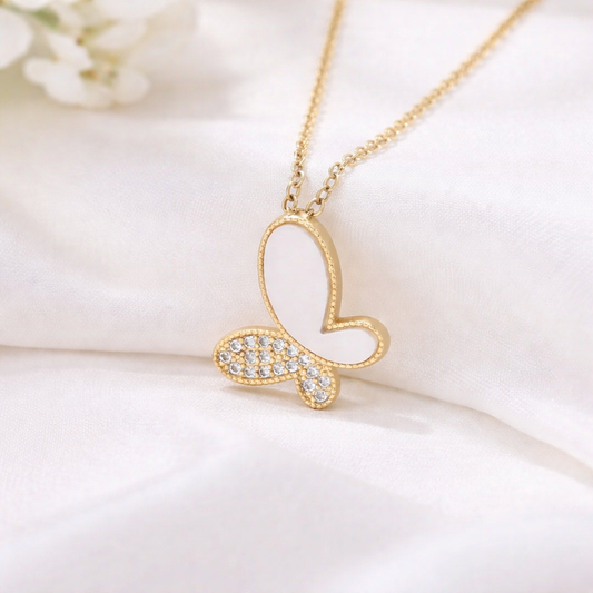 Crystal Butterfly Pendant Necklace