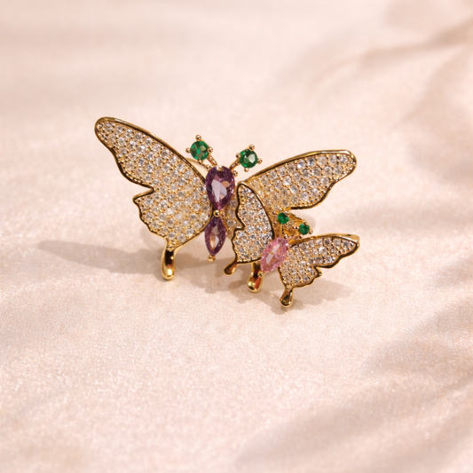 Twin Butterfly Crystal Ring