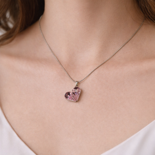 Sparkling Heart Drop Necklace