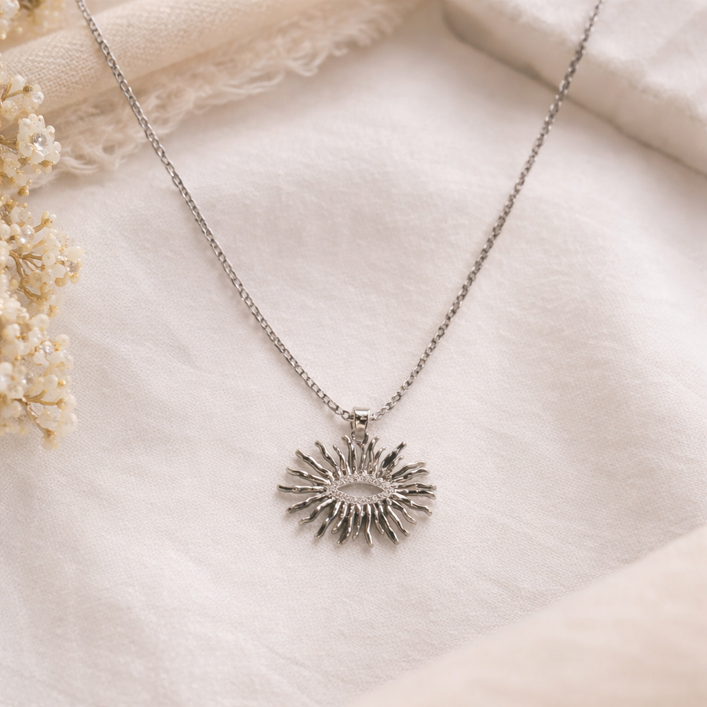 Silver Eye Sunburst Necklace