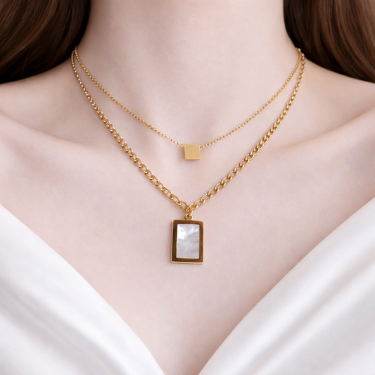 Double Layered Square Pendant