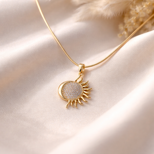 Gold Crystal Sun Necklace