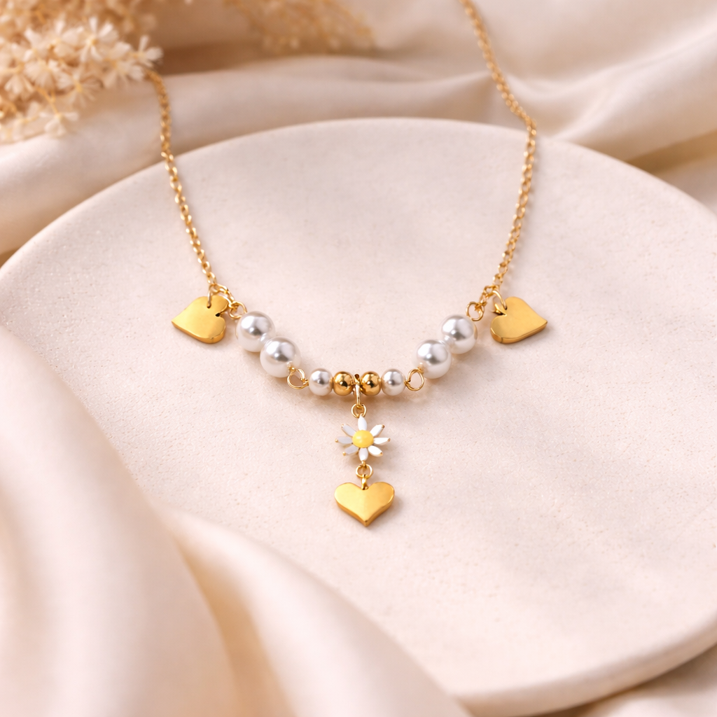 Pearl Heart Drop Necklace