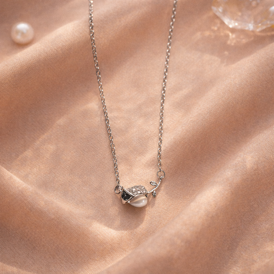 Tulip Pearl Charm Necklace