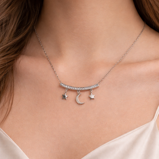 Moon & Star Drop Necklace