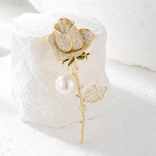 Pearl Bloom Rose Brooch