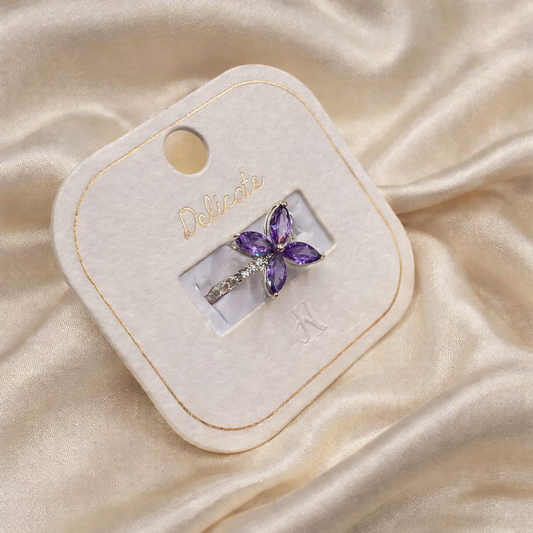 Purple Bloom CZ Ring