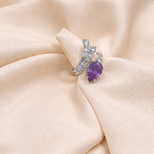 Purple Tear Zircon Ring