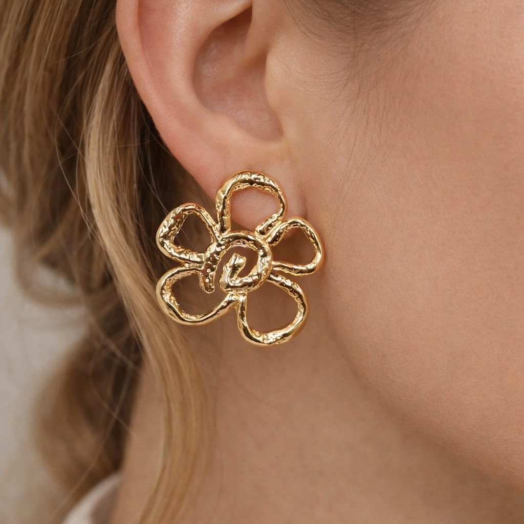 Floral Gold Stud