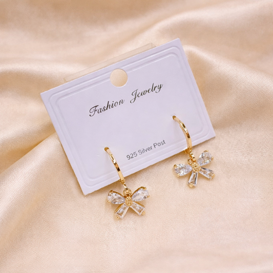 Crystal Bow Drop Earrings