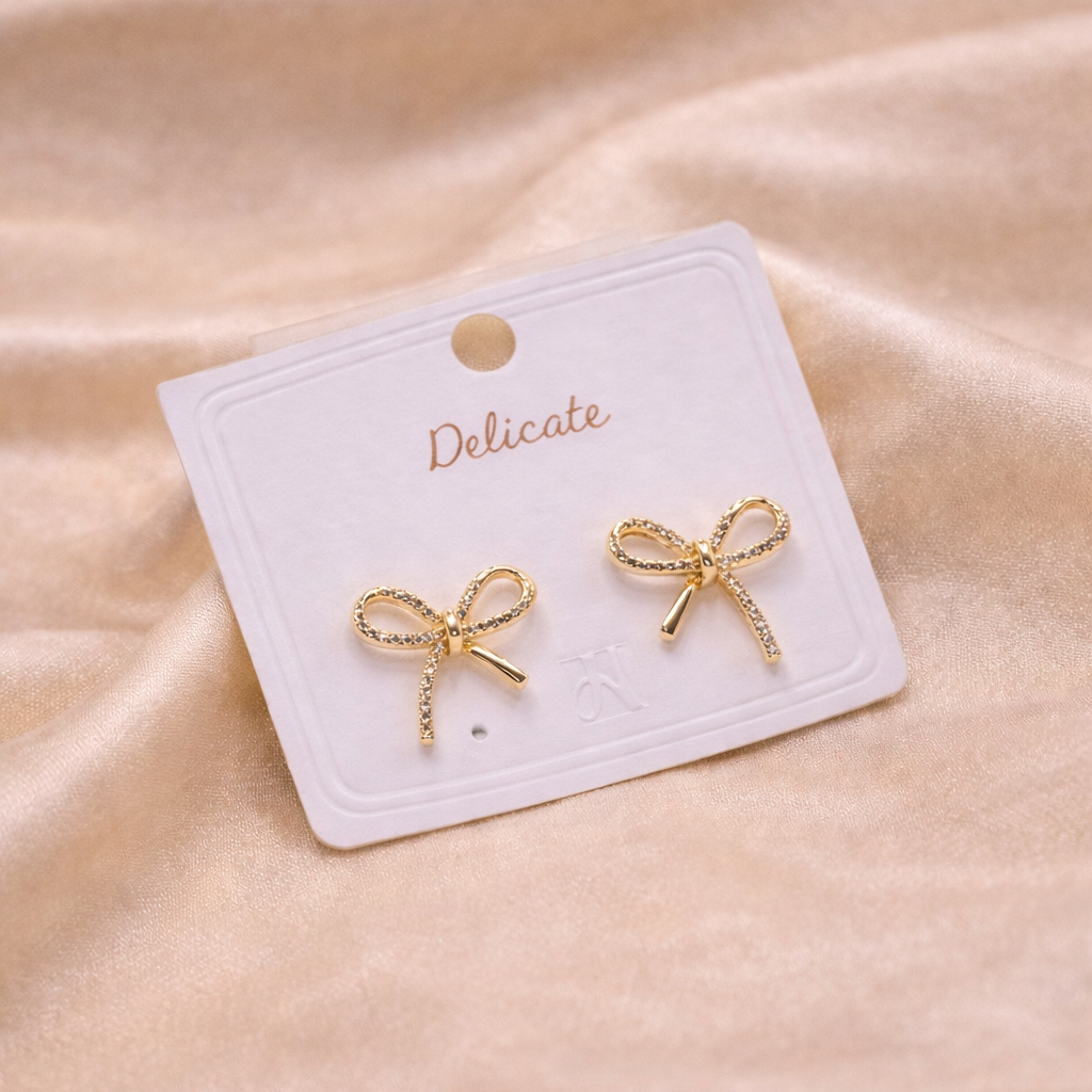 Golden Bow Stud Earrings