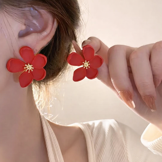 Red Flower Studs