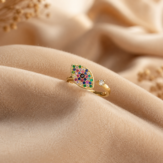 Colourful Evil Eye Rotating Ring