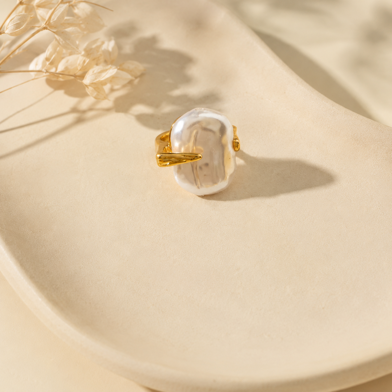 Baroque Pearl Open Ring
