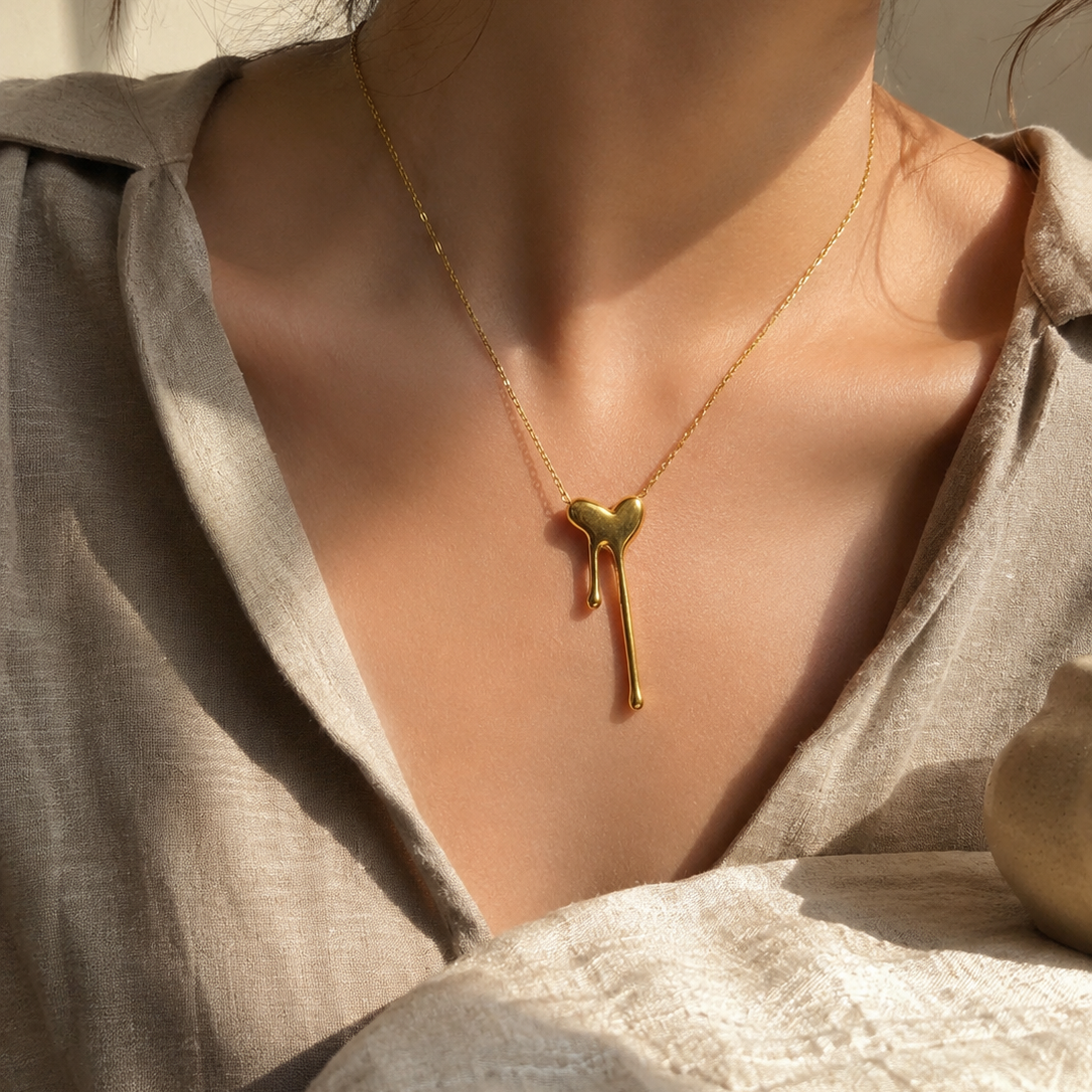Melted Heart Pendant Necklace