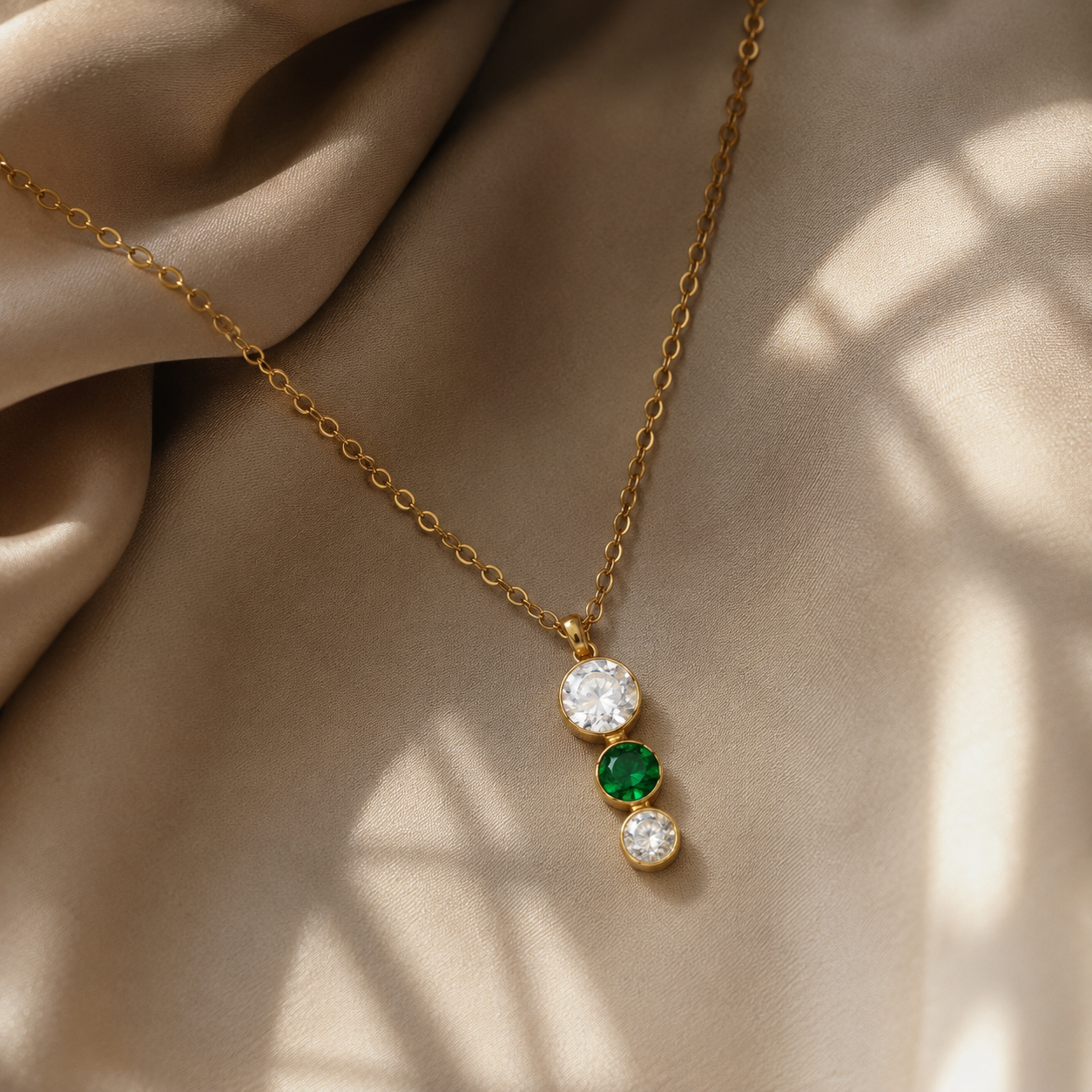 Triple Stone Pendant Necklace