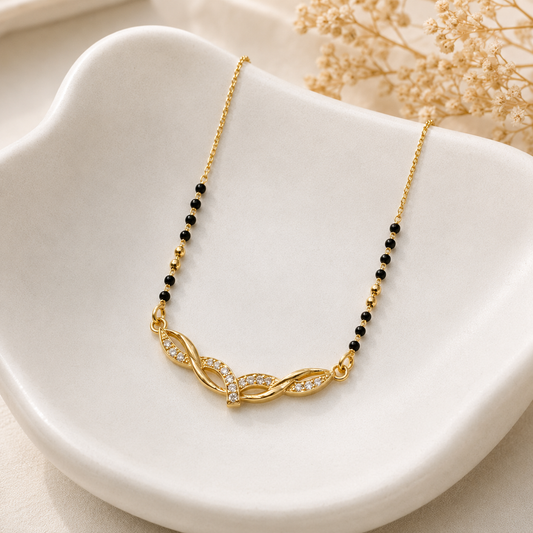 Designer Curved Gold Mangal Sutra