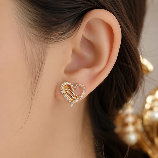 Crystal Heart Outline stud