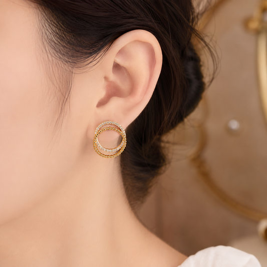Double Circle Stud Earrings