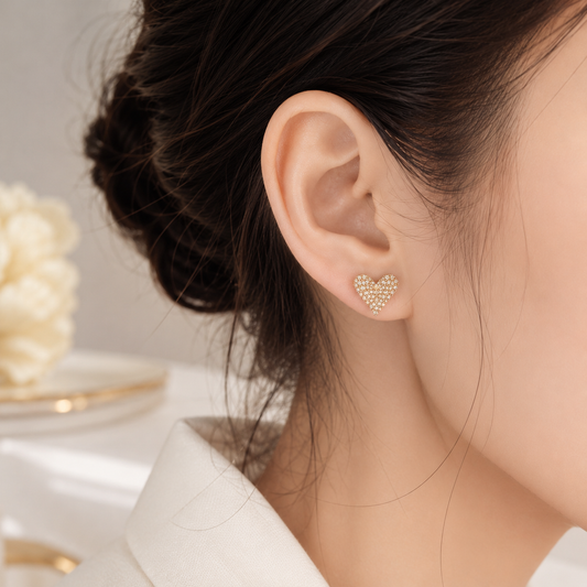 Crystal Heart Studs