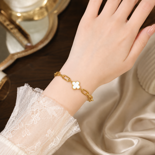 White Clover Link Bracelet