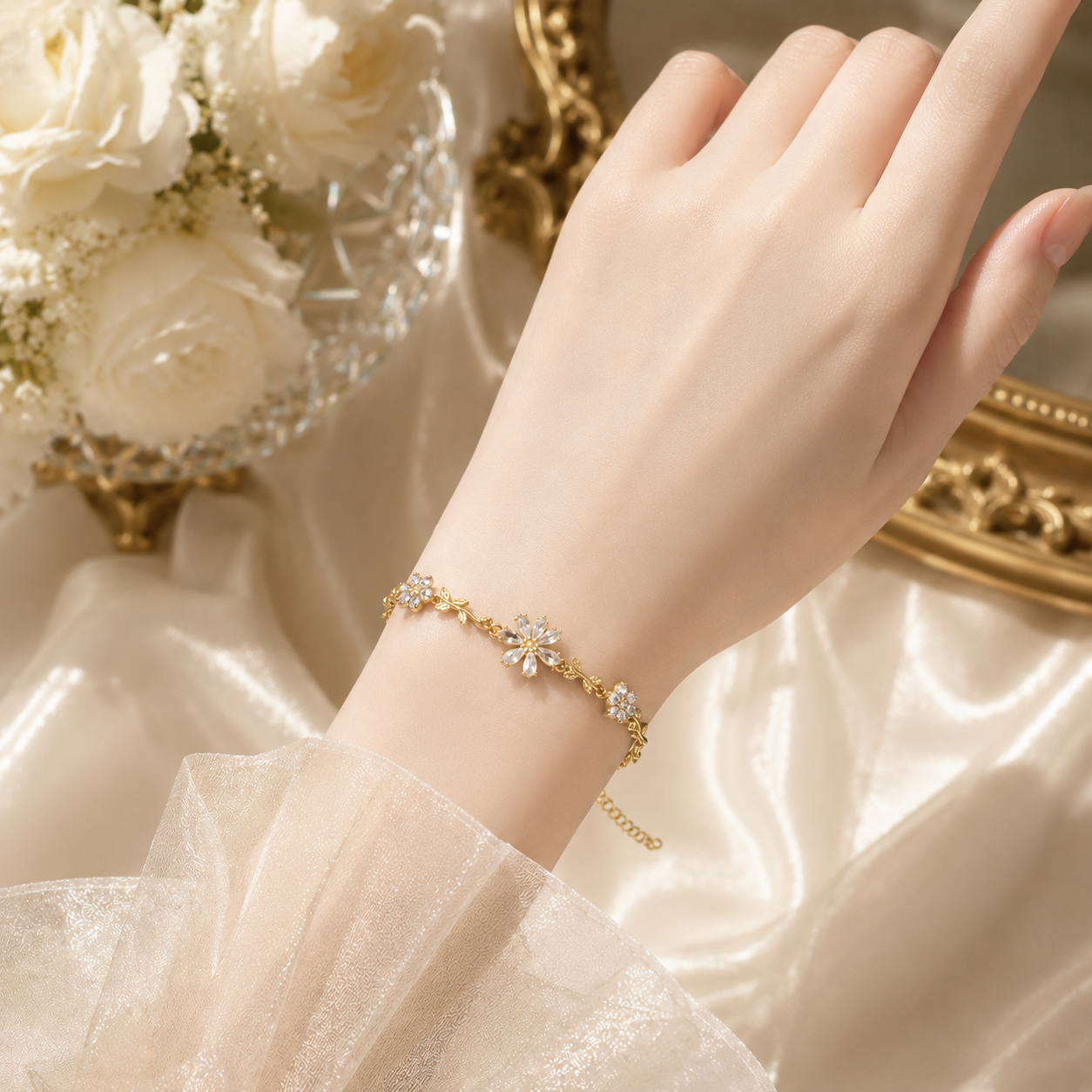 Delicate Flower Charm Bracelet