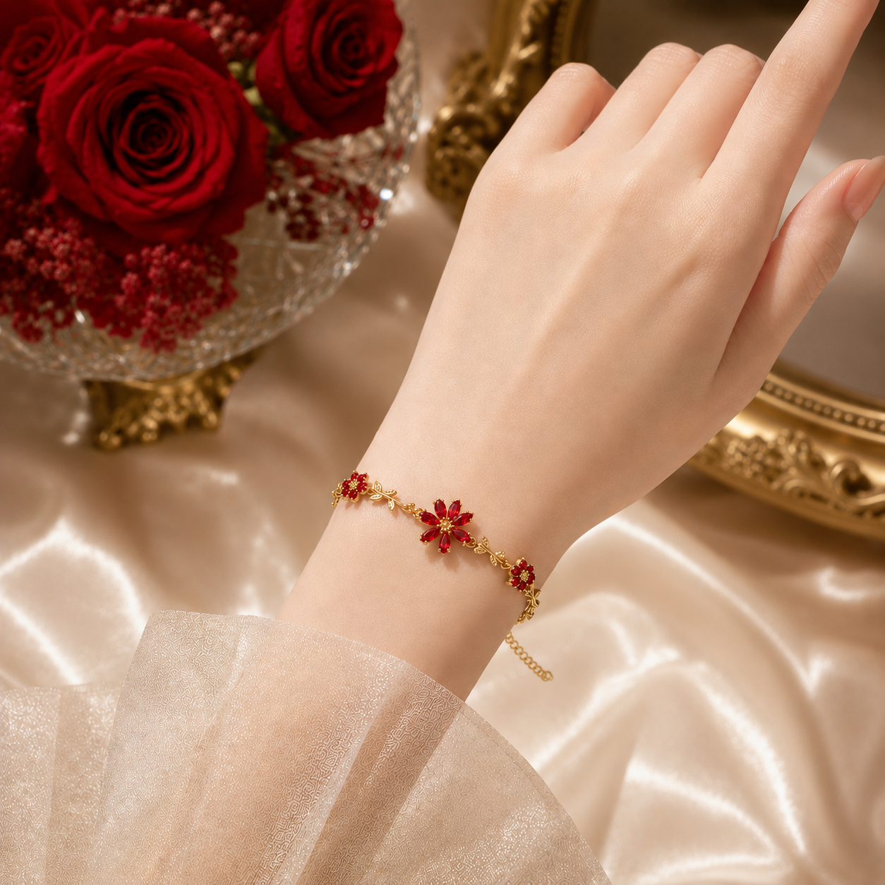 Delicate Flower Charm Bracelet