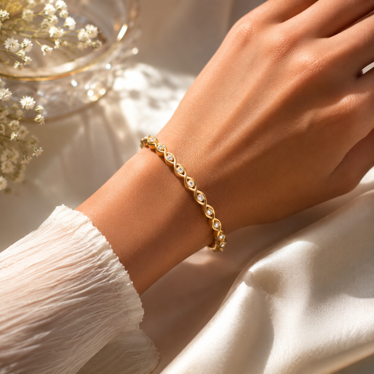 Twisted Crystal Kada Bracelet