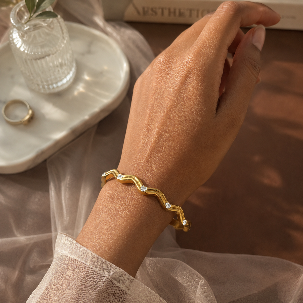 Wave Sparkle Kada Bracelet