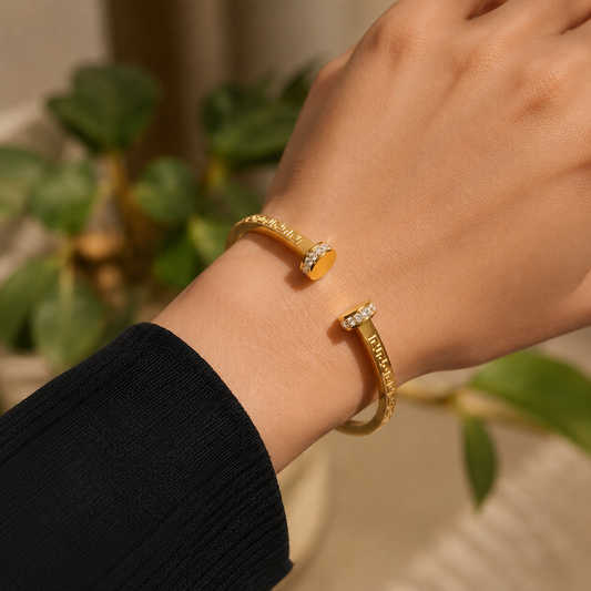 Nail Inspired Gold Kada Bracelet