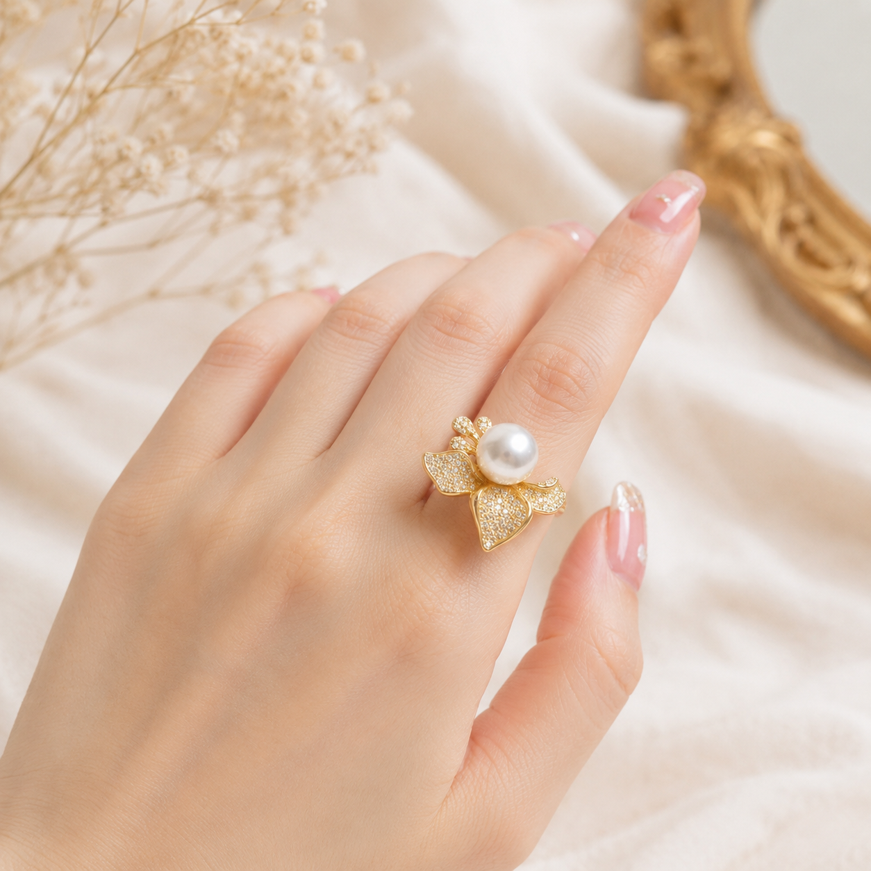 Pearl Blossom Statement Ring