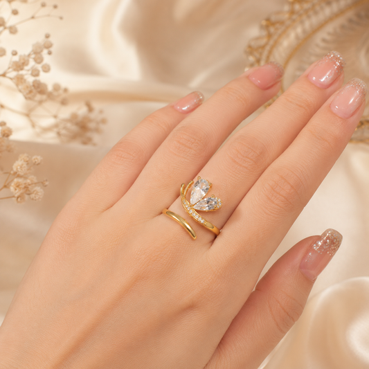 Butterfly Crystal Open Ring