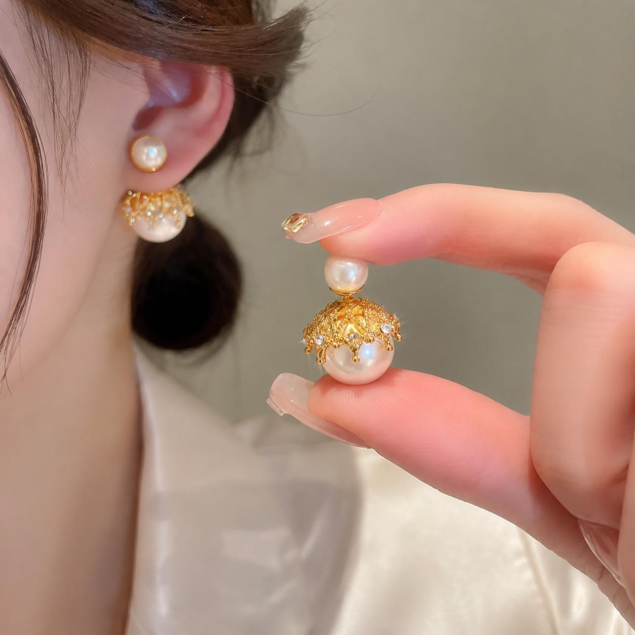 Two Sided Pearl Earrings