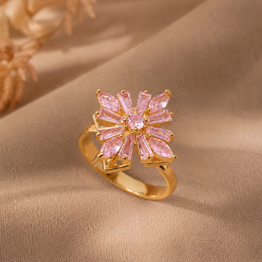 Pink Crystal Rotating Ring