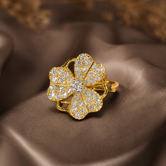 Crystal Flower Spinner Ring