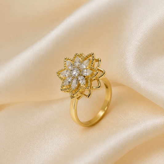 Crystal Lotus Rotating Ring