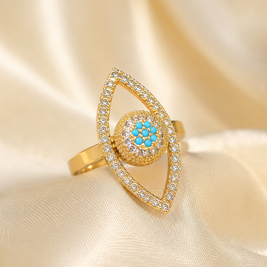 Crystal Evil Eye Ring