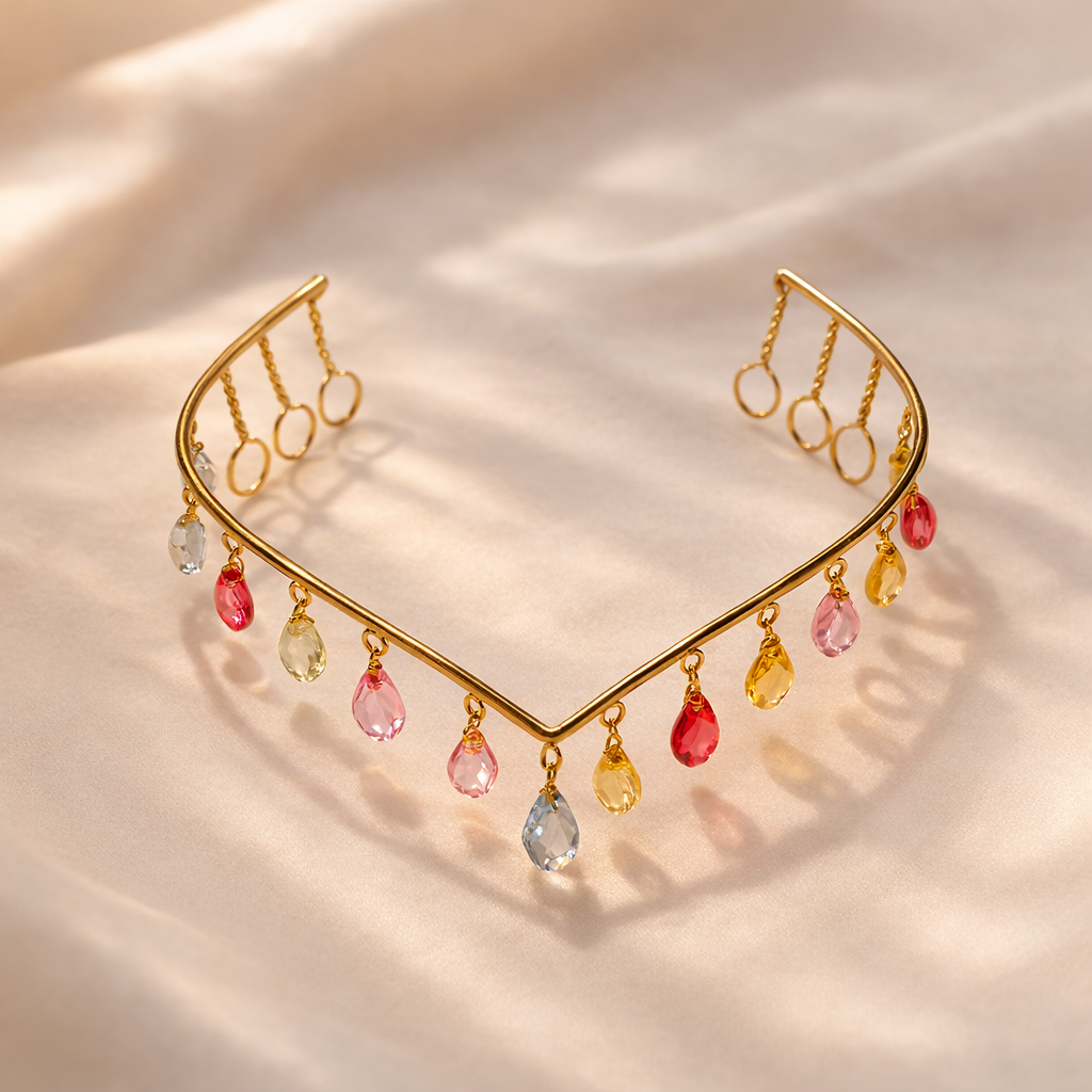 Multicolor Crystal Drop Hair Crown